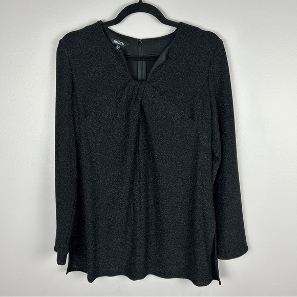 Misook Classic Sparkle Twist-Detail Long-Sleeve Tunic Top Medium Black - Picture 3 of 14